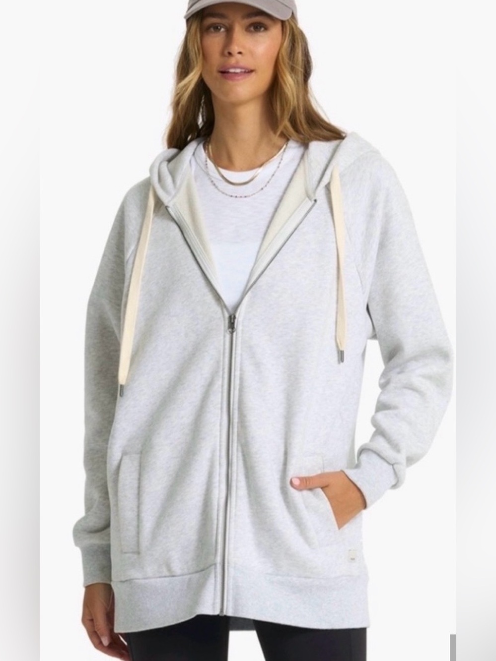 Vuori Restore Oversized Heathered Full Zip Hoodie Sweatshirt Athleisure Women M